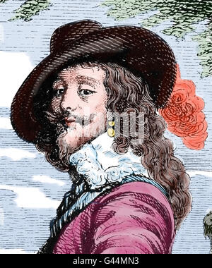 Charles Ier, roi d'Angleterre (1600-1649). Portrait. La gravure. 19e siècle. La couleur. Banque D'Images