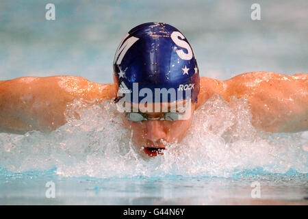 Michael Rock de Stockport Metro pendant sa chaleur de l'Open masculine 200m Butterfly pendant les championnats britanniques de natation au gaz au centre aquatique de Manchester, Manchester. Banque D'Images