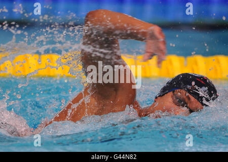 Les Myles Crouch-Anderson de Northampton pendant sa chaleur de l'Open masculin de 800 m Freestyle pendant les championnats britanniques de natation au gaz au centre aquatique de Manchester, à Manchester. Banque D'Images