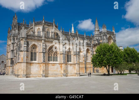 Quartier gothique extérieur de Monastère de Batalha (Mosteiro da Batalha), site du patrimoine mondial de l'UNESCO, Batalha, Portugal Banque D'Images