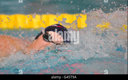 Francesca Halsall remporte le 100m Freestyle féminin lors des championnats britanniques de natation au gaz au centre aquatique de Manchester, à Manchester. Banque D'Images