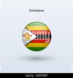 Zimbabwe drapeau rond. Vector illustration. Illustration de Vecteur