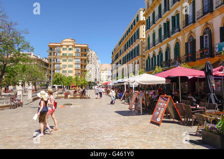La Plaza de la Merced (Merci Square) bars cafés, restaurants, un square, plaza, Malaga, Espagne. Banque D'Images