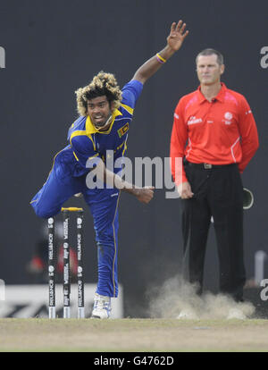 Le tournoi Lasith Malinga au Sri Lanka lors du match de finale de la coupe du monde de l'ICC au stade R Premadasa, Colombo, au Sri Lanka. Banque D'Images