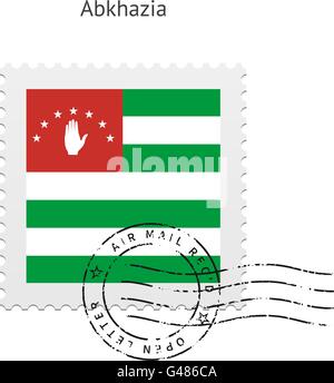 Timbre Drapeau Abkhazie. Illustration de Vecteur