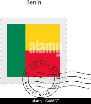 Timbre Drapeau bénin. Illustration de Vecteur