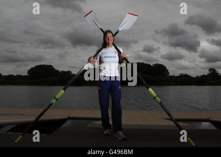 Aviron - annonce de l'équipe d'aviron de la Grande-Bretagne - Redgrave et Pinsent Rowing Lake.La Rower Katherine Grainger de Grande-Bretagne lors de l'annonce de l'équipe d'aviron GB à Redgrave et Pinsent Rowing Lake, Caversham. Banque D'Images