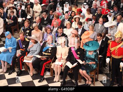 Des Royals étrangers assistent au mariage du Prince William et de Kate Middleton à l'abbaye de Westminster, à Londres. Banque D'Images