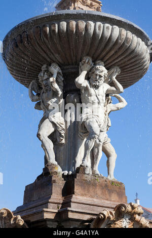 Fontaine Samson, centre historique de Ceske Budejovice, Budweis, Budvar, la Bohême du Sud, République Tchèque, Europe Banque D'Images