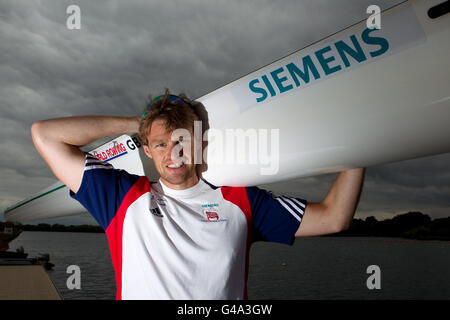 Aviron - Grande-Bretagne - L'annonce de l'équipe d'Aviron Redgrave et Pinsent Aviron Lake Banque D'Images