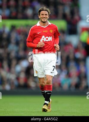 Football - Gary Neville Témoignages - Manchester United / Juventus - Old Trafford. David Beckham de Manchester United en action Banque D'Images