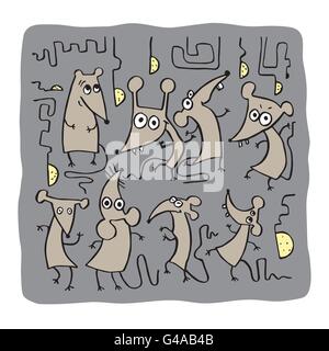 Drôle de rat, modèle sans couture Illustration de Vecteur