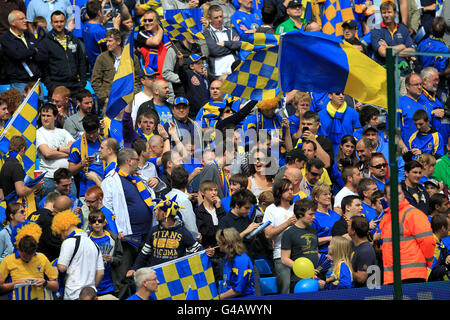 Football - Blue Square Premier League - finale de jeu - AFC Wimbledon v Luton Town - City of Manchester Stadium. Les fans d'AFC Wimbledon dans les stands Banque D'Images