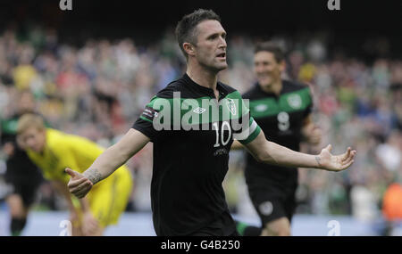 Football - coupe des nations - République d'Irlande / Ecosse - Aviva Stadium.Robbie Keane, de la République d'Irlande, célèbre son but lors du match de la coupe des nations au stade Aviva, à Dublin, en Irlande. Banque D'Images