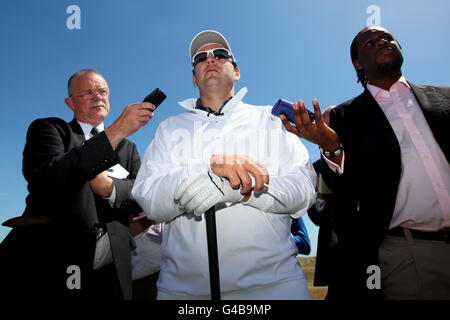 2003 Open Champion Ben Curtis lors d'une séance photo au Royal St George's à Sandwich, dans le Kent. Banque D'Images