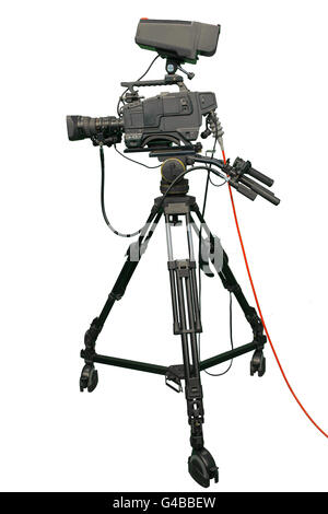 Studio Professionnel TV caméra vidéo numérique isolé sur fond blanc Banque D'Images