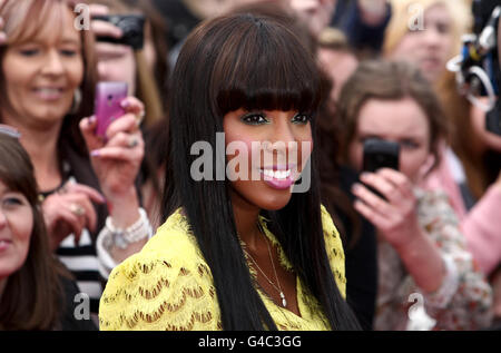 Le juge Kelly Rowland, New X Factor, arrive pour les premières auditions à la LG Arena de Birmingham. Banque D'Images