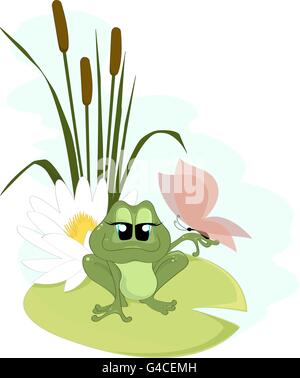 Une grenouille cute cartoon Illustration de Vecteur