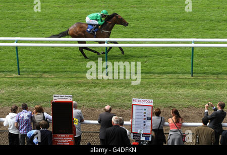 Courses hippiques - saison estivale - Hippodrome de Warwick.Percy Jackson, monté par John Fahy, remporte la participation aujourd'hui à la vente aux enchères Novice de rewards4racing.com à Warwick Racecourse, Warwick. Banque D'Images