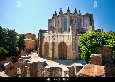 Dans le centre historique, la cathédrale de Gérone, Catalogne, Espagne Banque D'Images