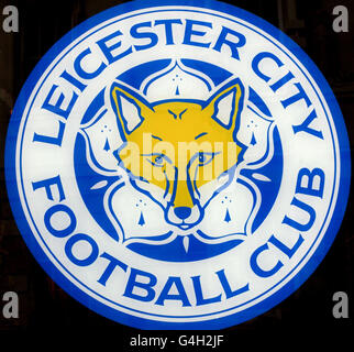 Logo de Leicester City Football Club, champions Premiership 2015-2016, Leicester, Angleterre Banque D'Images