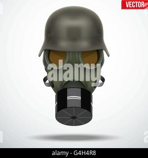 Casque allemand militaire avec masque à gaz Illustration de Vecteur