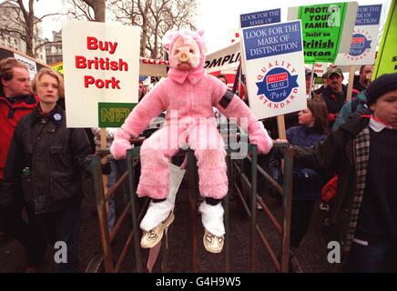 Les agriculteurs/porc protester Londres Banque D'Images