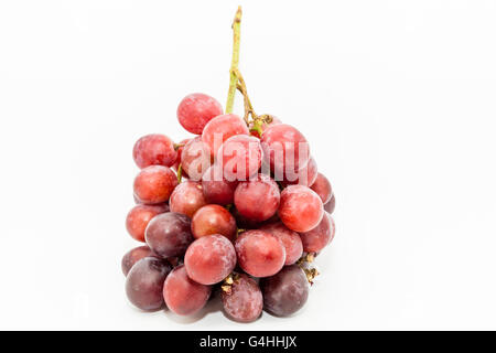 Big Red grapes isolé en fond blanc. Banque D'Images