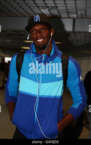 Athlétisme - Dai Green et Mo Farah Accueil prochaines - Heathrow Airport Banque D'Images