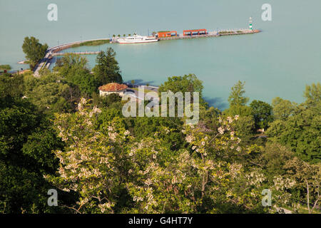 La Hongrie, Tihany, le lac Balaton, du port Ferry Pier, Banque D'Images