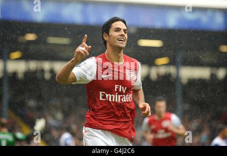 Soccer - Barclays Premier League - Blackburn Rovers / Arsenal - Ewood Park.Mikel Arteta, d'Arsenal, célèbre son deuxième but Banque D'Images