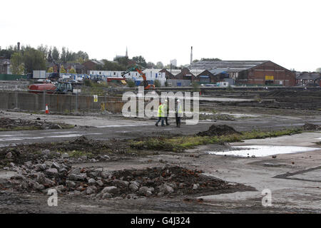 Soccer - Manchester City propose un nouveau centre de formation pour les jeunes et le développement de la première équipe - Manchester.Vue générale du nouveau site abandonné de 80 hectares de l'Académie de Manchester City, à proximité du stade Ethiad, Manchester. Banque D'Images