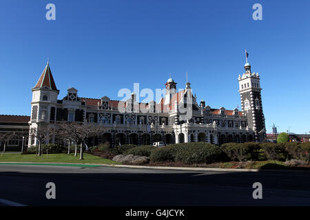 Dunedin Views - Nouvelle-Zélande. Vue générale sur la gare de Dunedin Banque D'Images