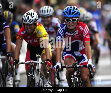 Lizzie Armitstead en Grande-Bretagne pendant la course sur route Womens Elite lors du sixième jour des Championnats du monde de course sur route UCI, Copenhague. Banque D'Images