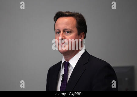 Le Premier ministre David Cameron prononce un discours sur l'immigration à l'Institute for Government de Londres. Banque D'Images