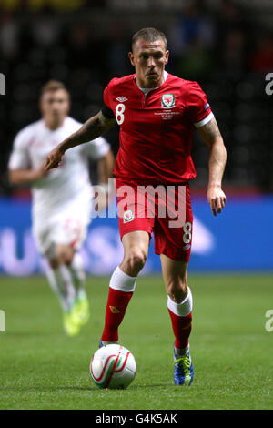 Football - UEFA Euro 2012 - qualification - Groupe G - pays de Galles / Suisse - Liberty Stadium. Craig Bellamy, pays de Galles Banque D'Images