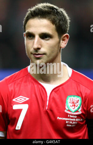 Football - UEFA Euro 2012 - qualification - Groupe G - pays de Galles / Suisse - Liberty Stadium. Joe Allen, pays de Galles Banque D'Images