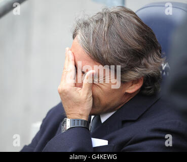 Football - Barclays Premier League - Manchester City / Aston Villa - Etihad Stadium. Roberto Mancini, directeur de Manchester City Banque D'Images