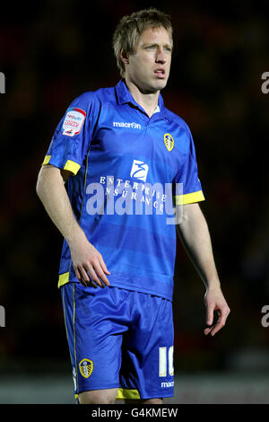 Football - npower football League Championship - Doncaster Rovers v Leeds United - Keepmoat Stadium. Luciano Becchio, Leeds United Banque D'Images