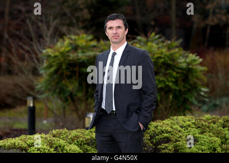 Gary Speed est nommé nouveau directeur d'équipe au pays de Galles lors d'une conférence de presse à l'hôtel Vale, Hensol. Banque D'Images