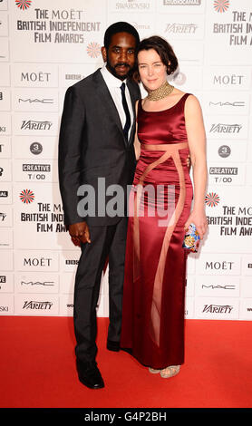 Rhashan Stone et Olivia Williams arrivent aux Moet British Independent film Awards au Old Billingsgate Market à Londres. Banque D'Images