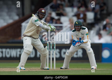 London, UK.19 juin 2016. Steve Davies pour Surrey au bâton lors de la première journée de la Division d'un Championnat Specsavers County match contre l'Aquitaine à l'Ovale. David Rowe/Alamy live news. Banque D'Images