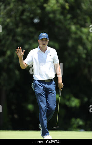 Oakmont, Pennsylvanie, USA. 18 Juin, 2016. Jordan Spieth (USA) Golf : Jordan Spieth des États-Unis 16e trou au cours du deuxième tour de l'US Open Championship à Oakmont Country Club à Oakmont, Pennsylvanie, États-Unis d'Amérique . © Koji Aoki/AFLO SPORT/Alamy Live News Banque D'Images