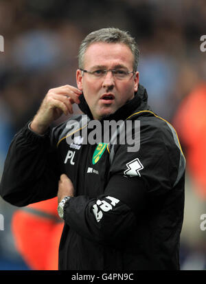 Football - Barclays Premier League - Manchester City / Norwich City - Etihad Stadium. Paul Lambert, directeur de Norwich City Banque D'Images