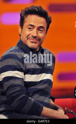 Robert Downey Jr, pendant le tournage du Graham Norton Show, aux London Studios, dans le sud de Londres, devant être diffusé sur BBC One vendredi soir. Banque D'Images