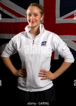 Grande-Bretagne joueur de basket-ball en fauteuil roulant Amy Conroy pendant le photocall au Velodrome dans le Parc Olympique, Londres. Plus de 30 2012 espoirs de Londres se sont rassemblés pour se préparer aux Jeux. L'équipe 2012, présentée par Visa, collecte des fonds pour 1,200 athlètes britanniques sur www.team-2012.com. Banque D'Images