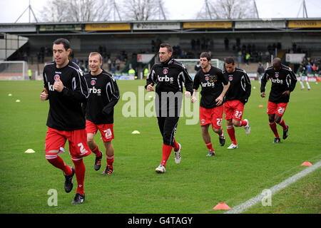 Football - npower football League One - Yeovil Town / Charlton Athletic - Huish Park. Charlton Athletic lors de l'entraînement de pré-match Banque D'Images