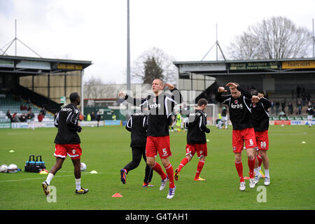 Football - npower football League One - Yeovil Town / Charlton Athletic - Huish Park. Charlton Athletic lors de l'entraînement de pré-match Banque D'Images