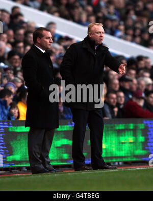 Alex McLeish, directeur de la villa Aston, et Brendan Rodgers, directeur de la ville de Swansea, lors du match de la Barclays Premier League à Villa Park, Birmingham. Banque D'Images