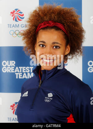 Jazmin Sawyers, en compétition au bobsleigh aux Jeux Olympiques de la Jeunesse d'hiver 2012 à Innsbruck qui débutent le 13 janvier. Banque D'Images